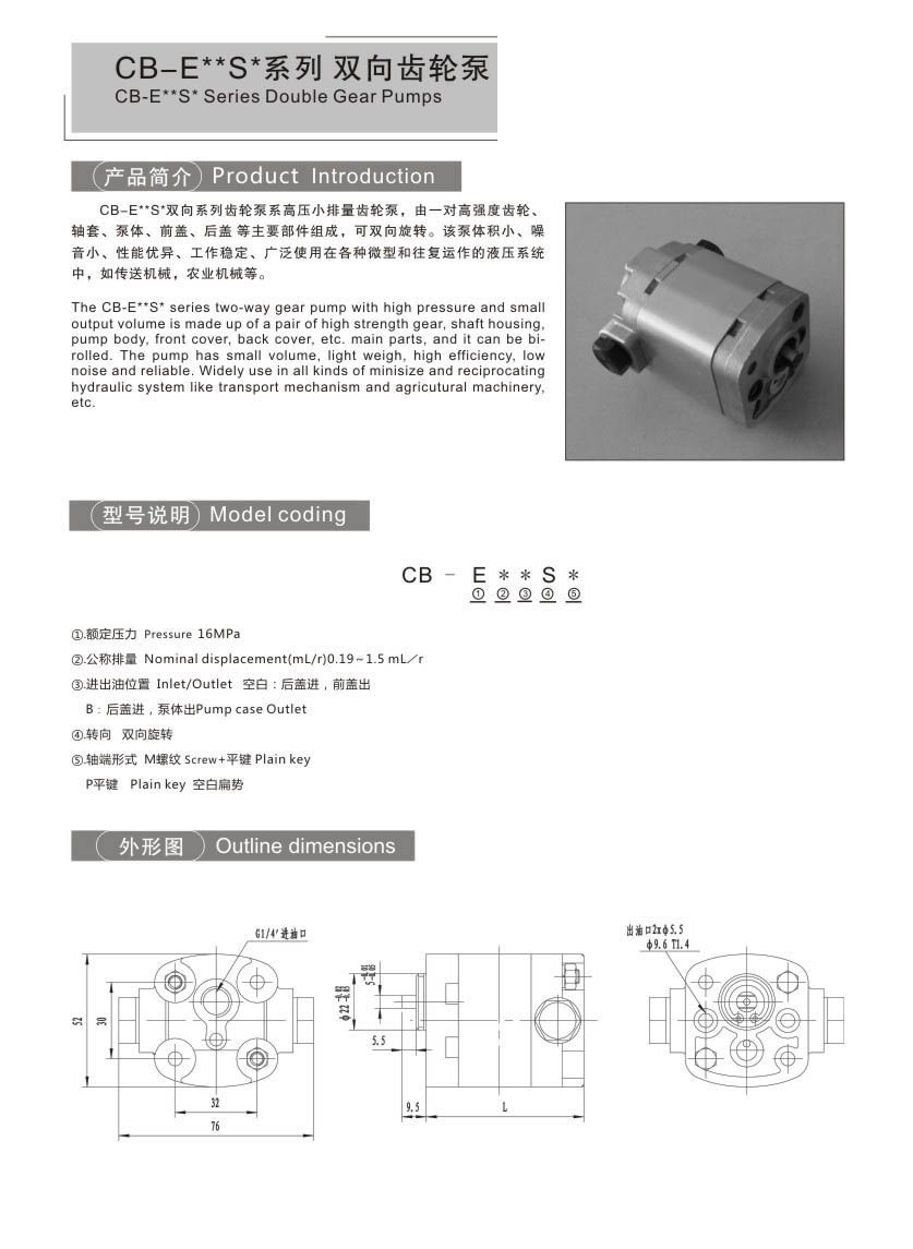 CB-E Series of bi-directional gear pump