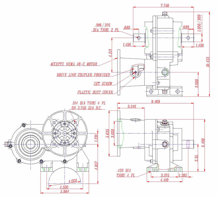 Micro pivot Center-drive gear motor and gearbox
