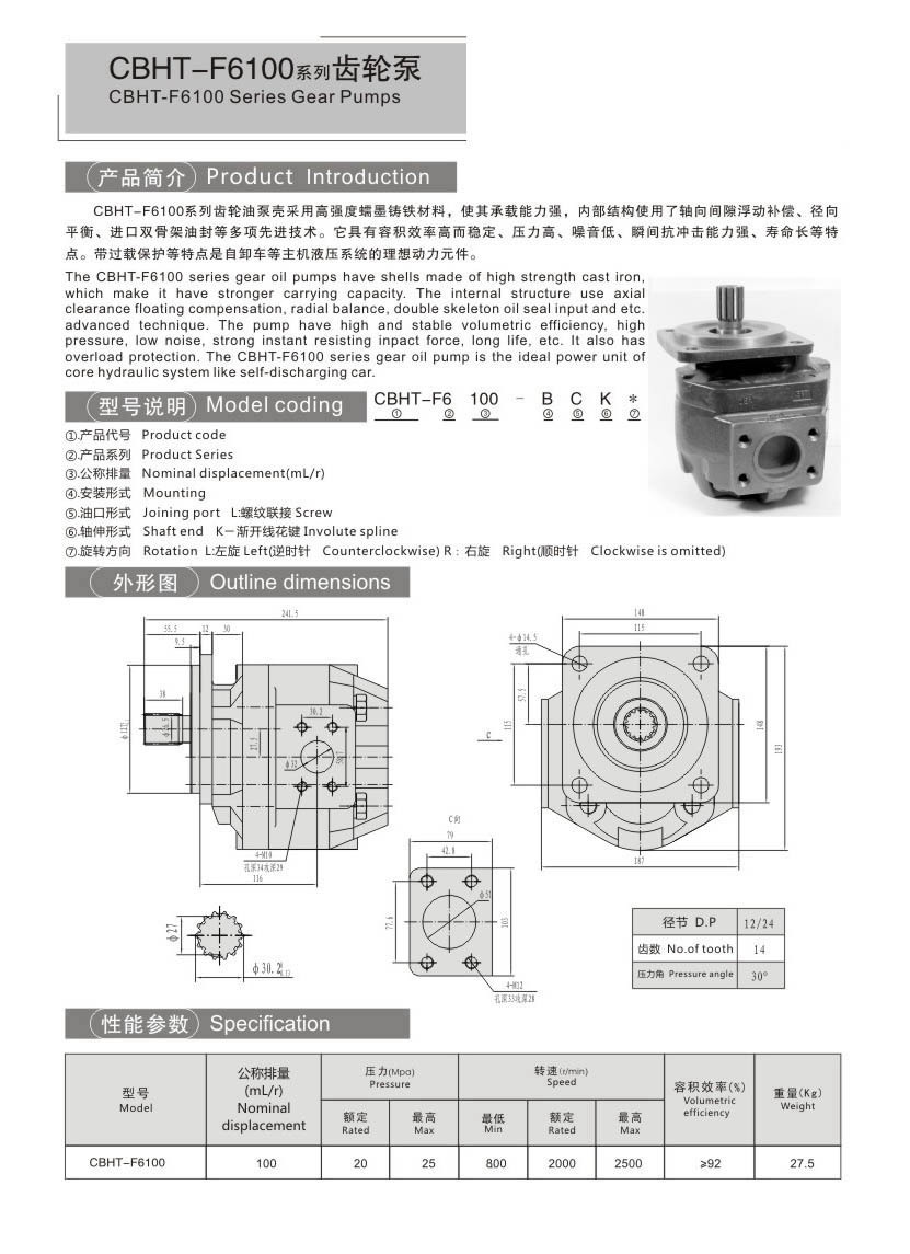CBHT-F6100CBTDSeries Gear Pumps